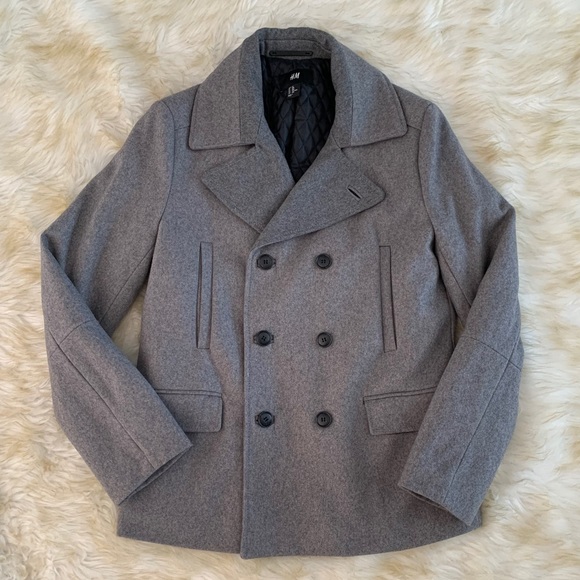 H&M Men’s Grey Wool Coat size 40R